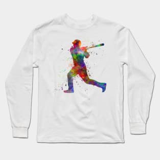 Baseball player in watercolor Long Sleeve T-Shirt